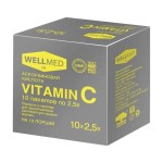 Аскорбиновая кислота Vitamin C, Wellmed ch (Веллмед) порошок для приготовления раствора для приема внутрь 2.5 г 10 шт БАД (аскорбиновая кислота 0.8 г + сахар 1.7 г) пакет